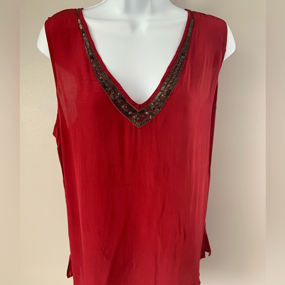 NWT Tracy Reese Red Embellished Tank Top